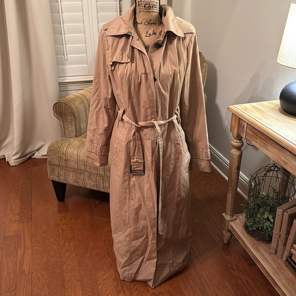 London Fog Long Trench Coat in Beige